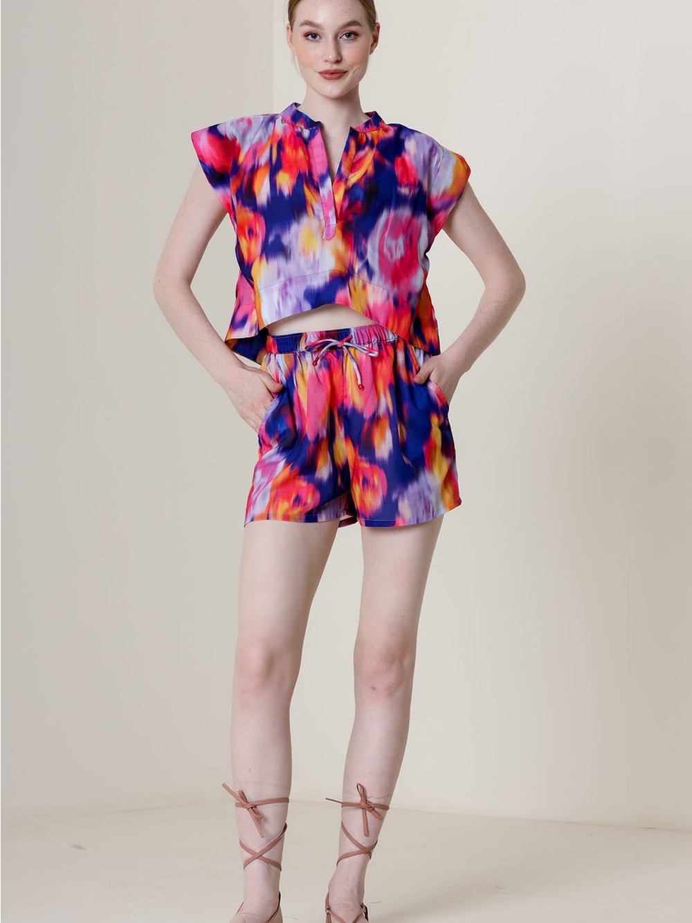 HT 360 Collective Two-Piece Set - Abstract Watercolor Print